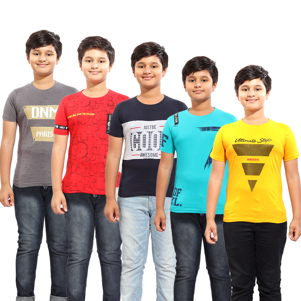 DSP Trends Cotton Half Sleeve Printed T-Shirts for Boys (Pack of 5 ...